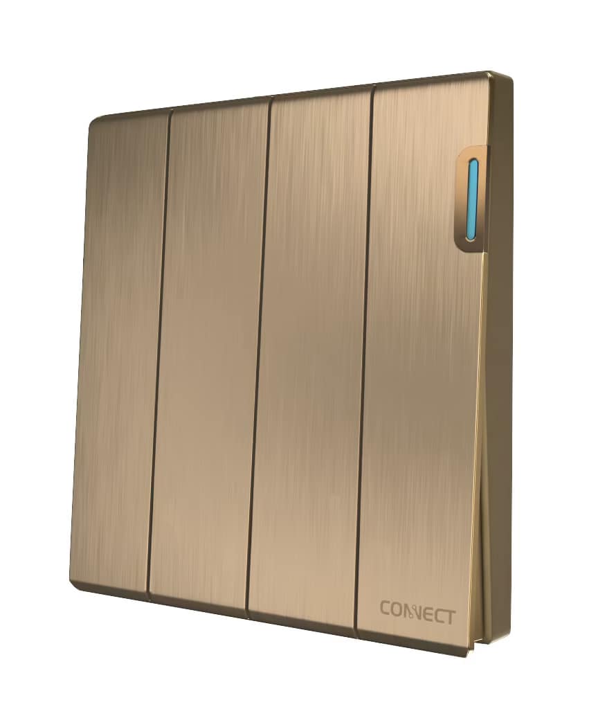 Home 4 Gang 1 Way Switch-Premium Gold-Connect