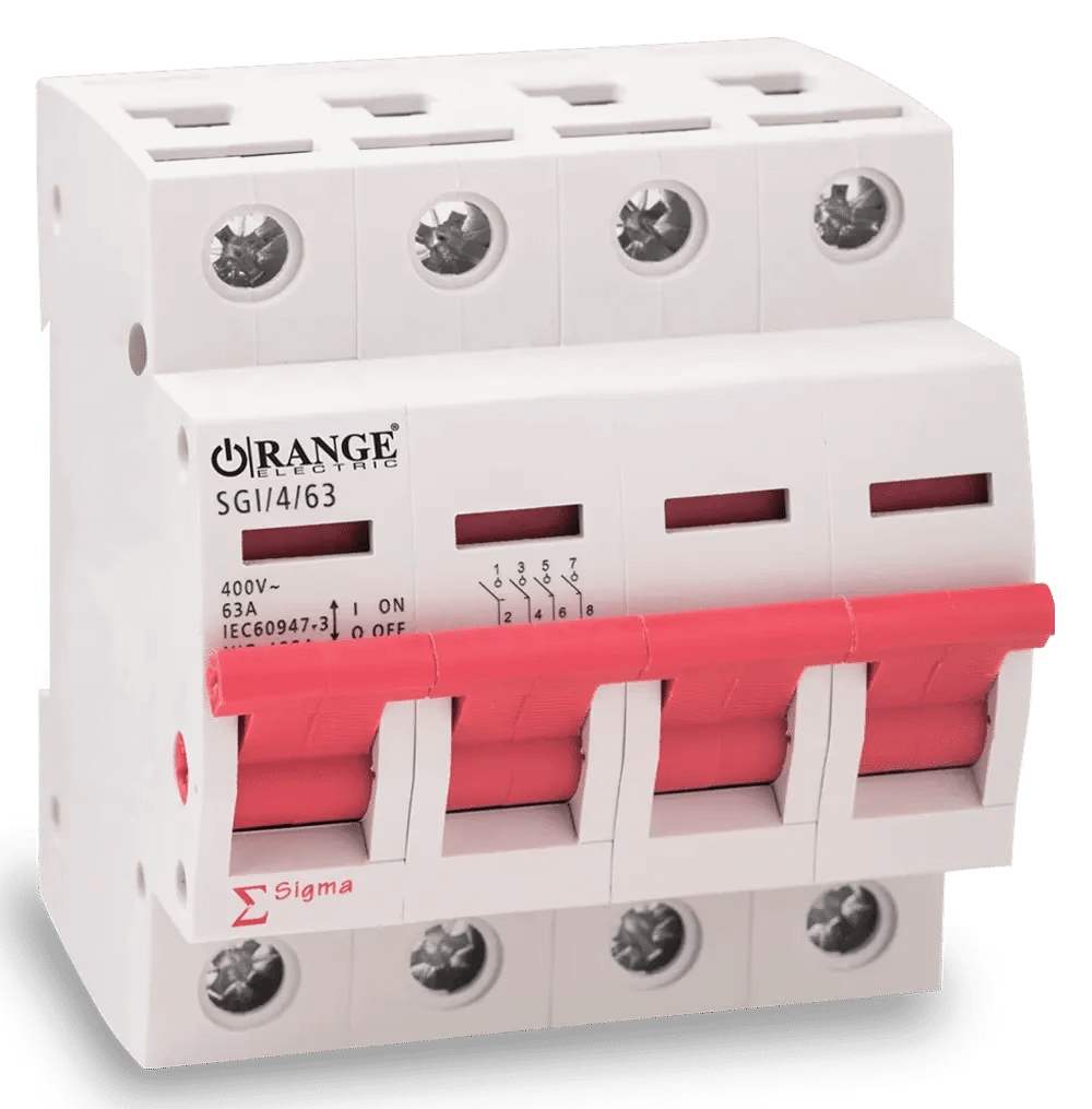 Isolator-4 pole-63A-Sigma-Orange