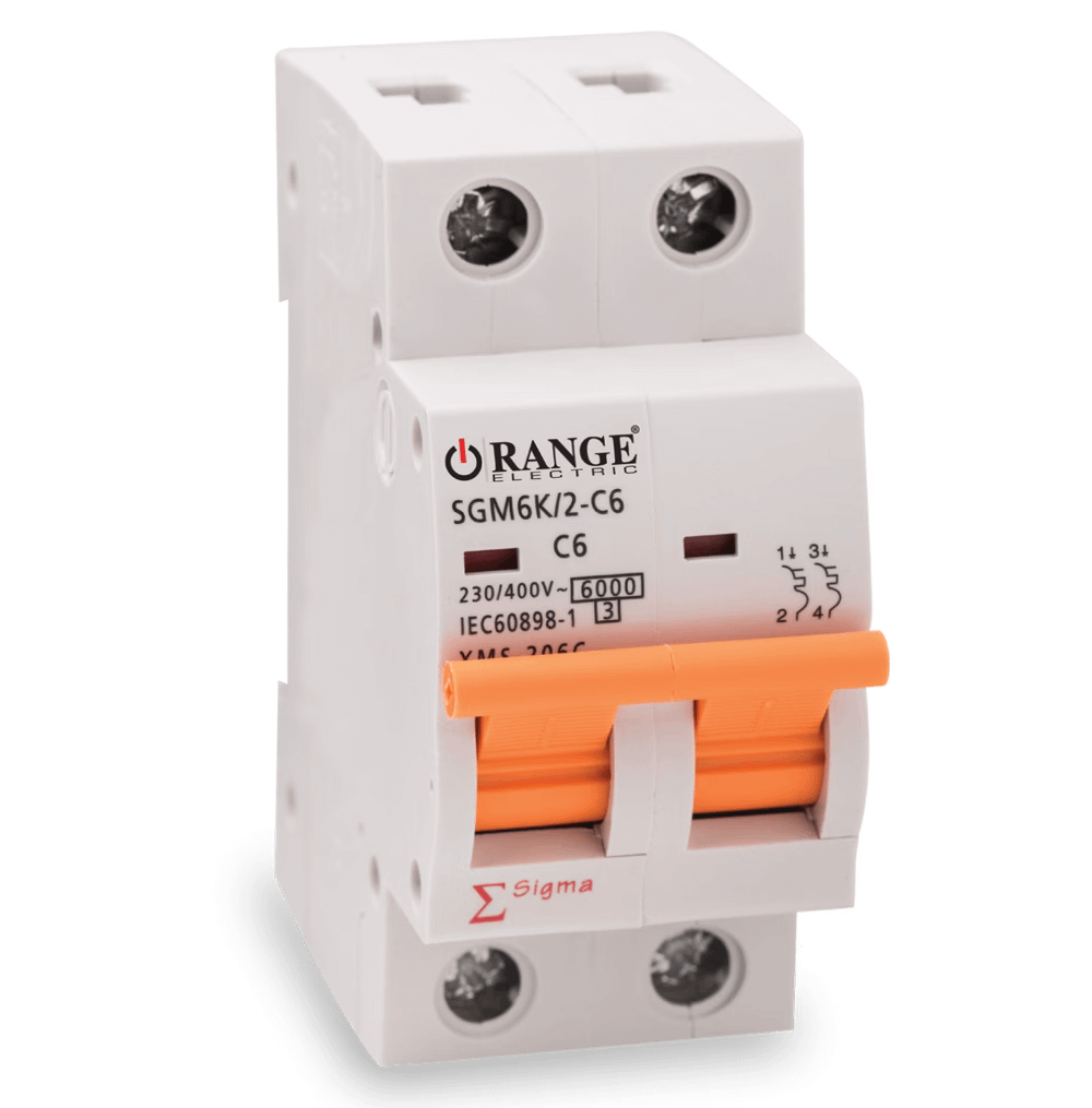 MCB-2 Pole-6kA-20A-Type C-Sigma-Orange