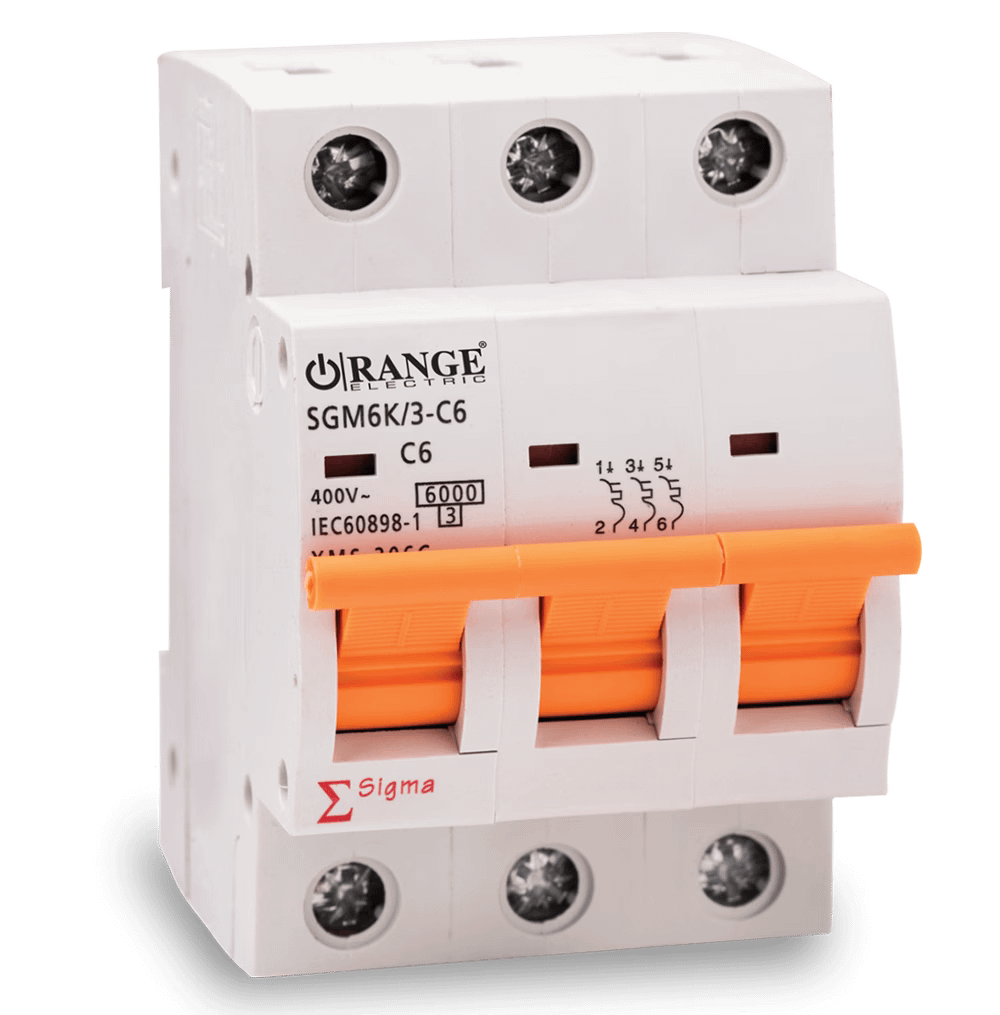 MCB-3 Pole-6kA-16A-Type C-Sigma-Orange