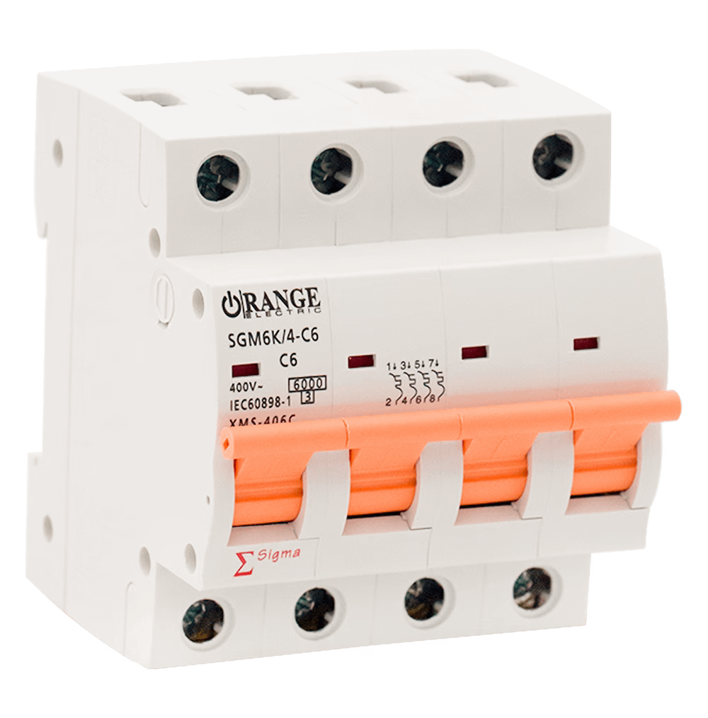 MCB-4 Pole-6kA-6A -Type C-Sigma-Orange