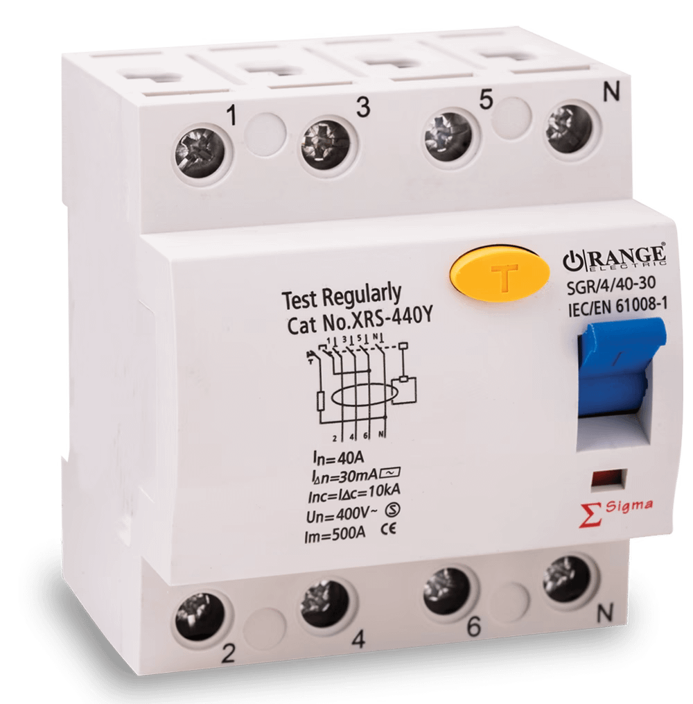 RCD-4 Pole-40A-100mA-Sigma-Orange