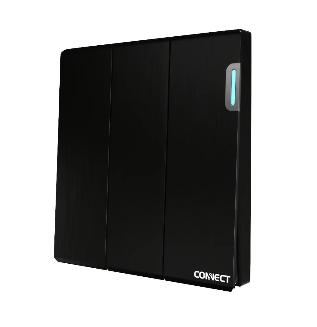 3 Gang 1 Way Switch-Ultimate Black-Connect