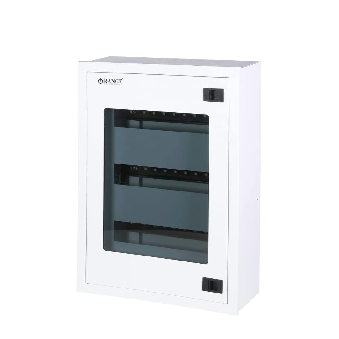 Home Metal Enclosure 3 Row 42 Way with Transparent Glass Door 375mm x 500mm x 115mm-Orange
