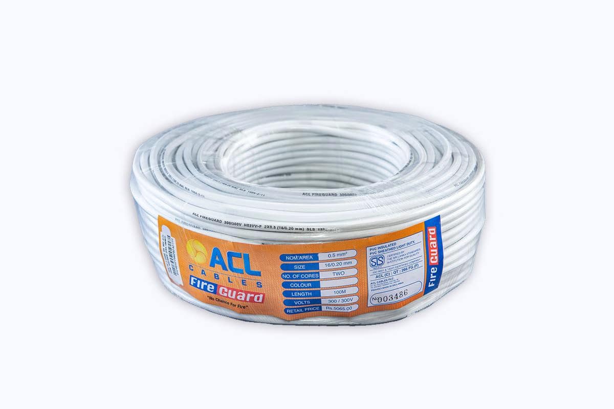16/0.20mm-CU/PVC/PVC-2 Core-(14/.0076Inch-0.5mm^2)-White-100m-ACL