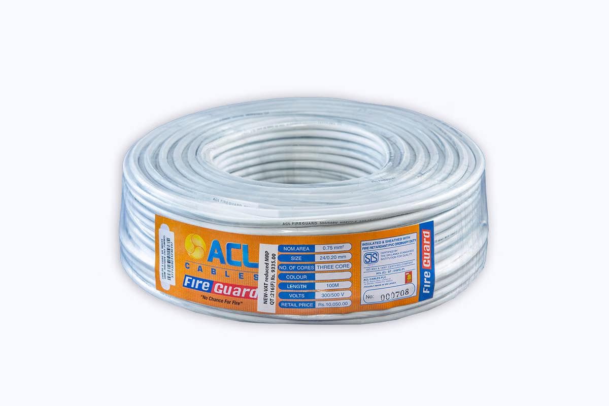 24/0.20mm-CU/PVC/PVC-2 Core-(27/.0077Inch – 0.75mm^2)-White-100 m-ACL