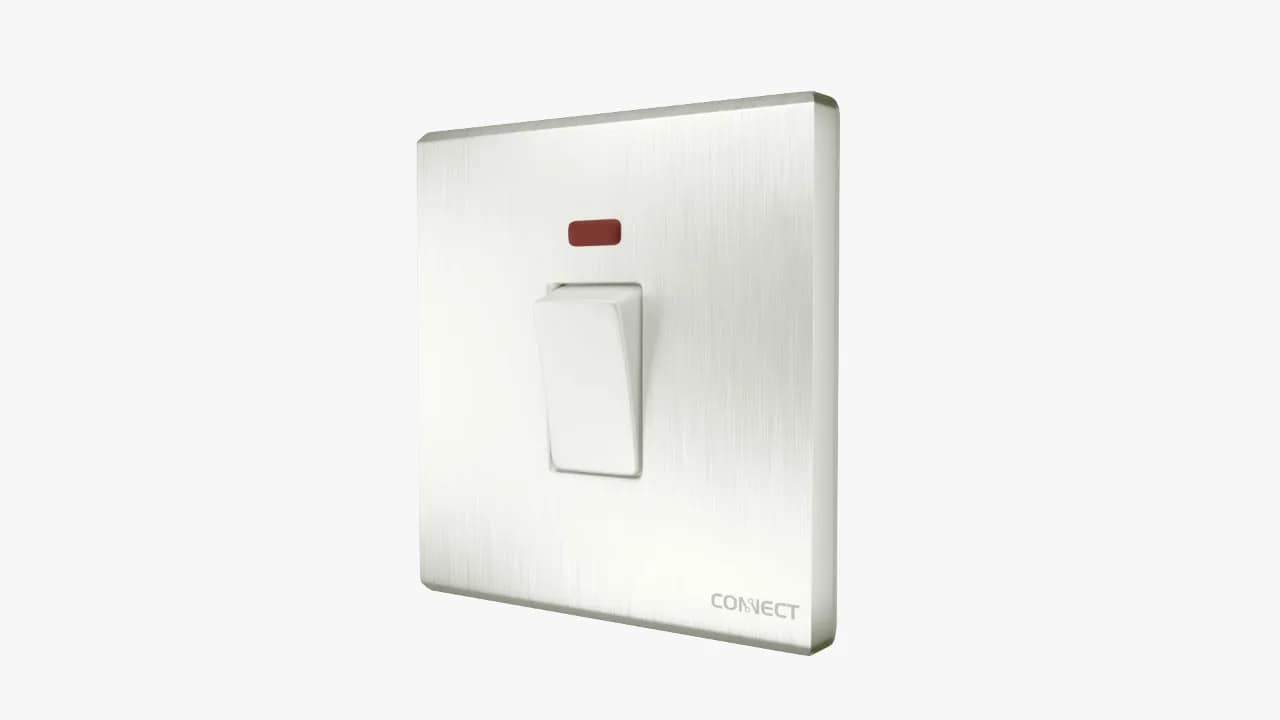 20A Switched Socket-With Neon-Pearl White-Connect