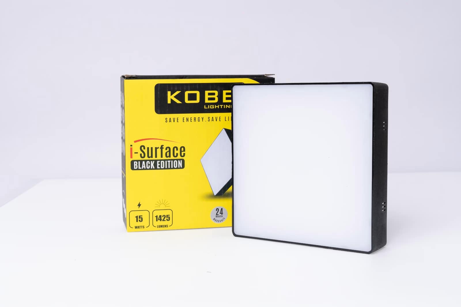 Home Frameless LED Panel Light 15W Warm White Surface Square Black Body – Kobe