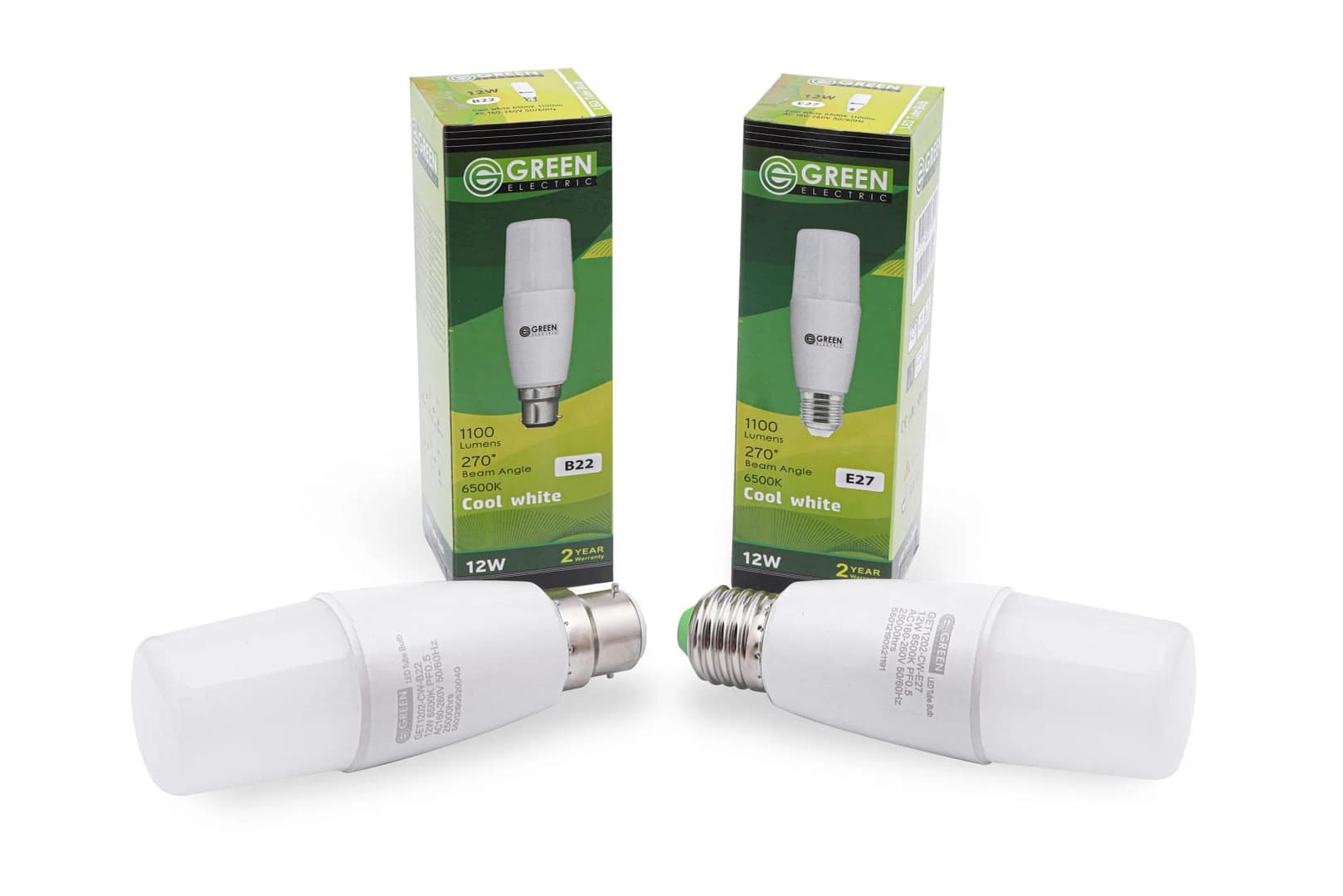LED Tube Bulb-Stick Bulb-Green-12W-E27(Screw Type)-Warm White-3000K