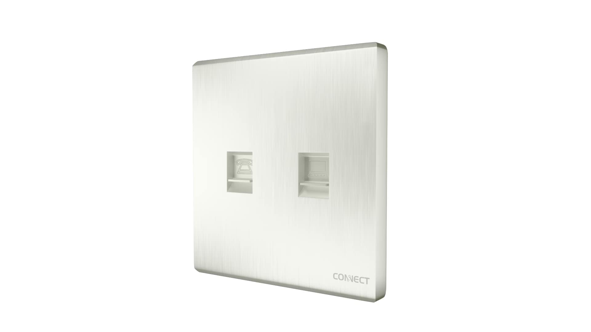 Telephone + Computer Socket-Pearl White-Connect
