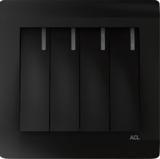 Home 4 Gang 1 Way Switch-Elegance Series-Black-ACL