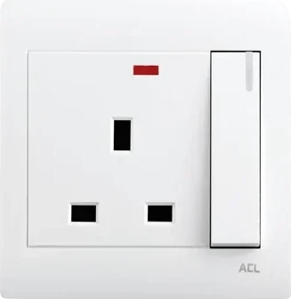 13A Socket With Neon-Elegance Series-White-ACL