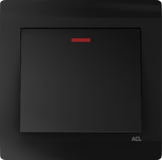 20A Double Pole Switch with Neon-Elegance Series-Black-ACL