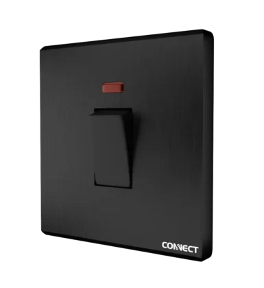 20A Switched Socket with Neon-Ultimate Black-Connect