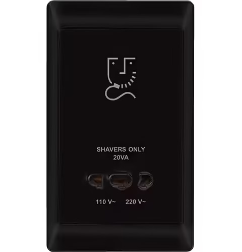 Shaver Socket-Modular Series-Black-Kevilton