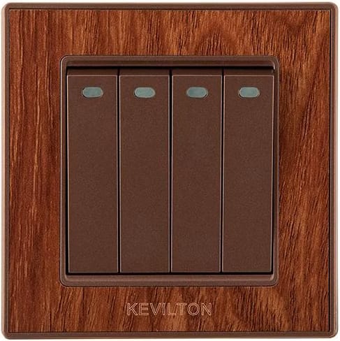 Home 4 Gang 1 Way Switch-Nature Series-Teak-Kevilton