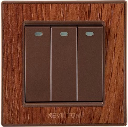 Home 3 Gang 1 Way Switch-Nature Series-Teak-Kevilton