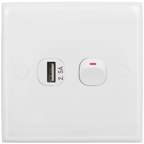 2.5A USB Charger Socket-With One Gang -White Series-Kevilton