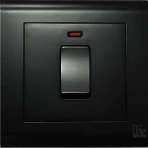 20A Double Pole-With Neon-Modular Series-Jet Black-Kevilton 20A double pole switch