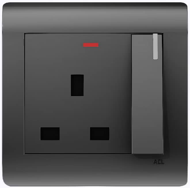 13A Socket With Neon-Elegance Series-Grey-ACL