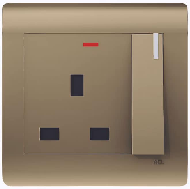 13A Socket With Neon-Elegance Series-Bronze-ACL