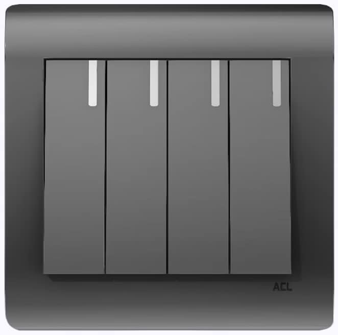Home 4 Gang 1 Way Switch-ACL Elegance Grey Series