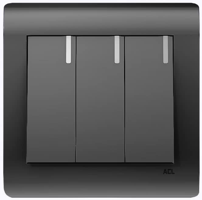 Home 3 Gang 1 Way Switch-ACL Elegance Grey Series