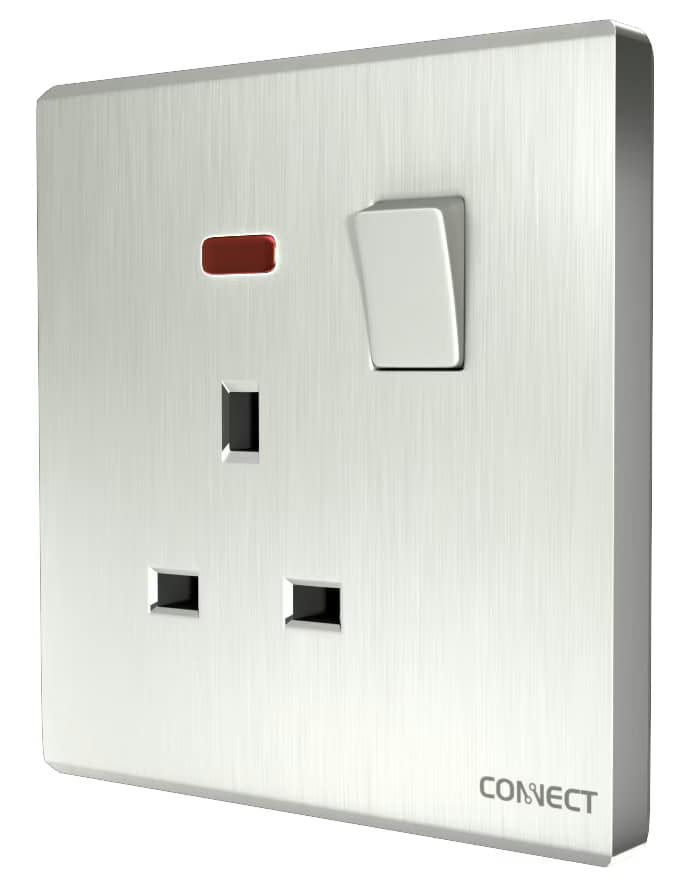 13A Switched Socket-With Neon-Pearl White-Connect