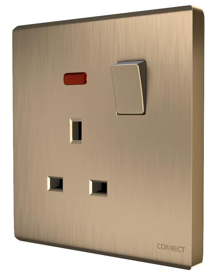 13A Switched Socket-With Neon-Premium Gold-Connect