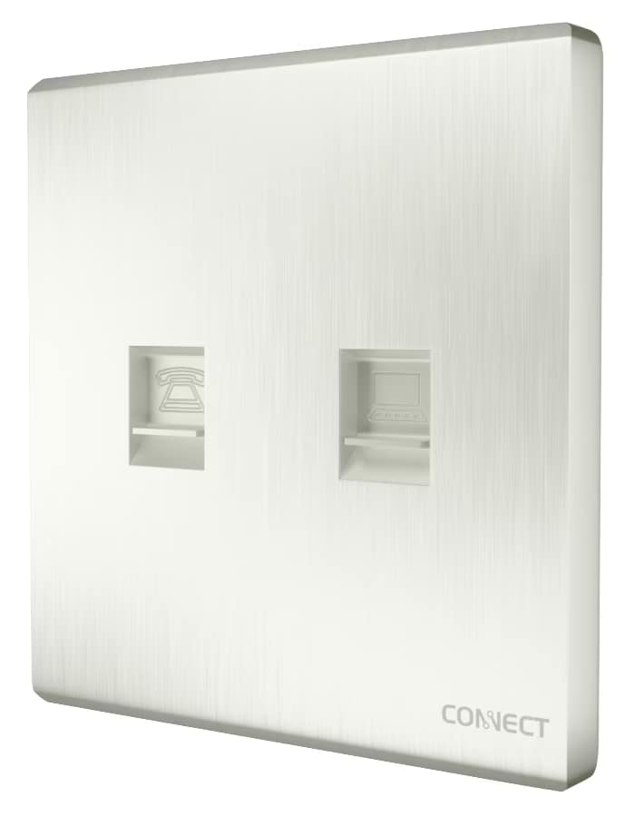 Telephone + Computer Socket-Pearl White-Connect
