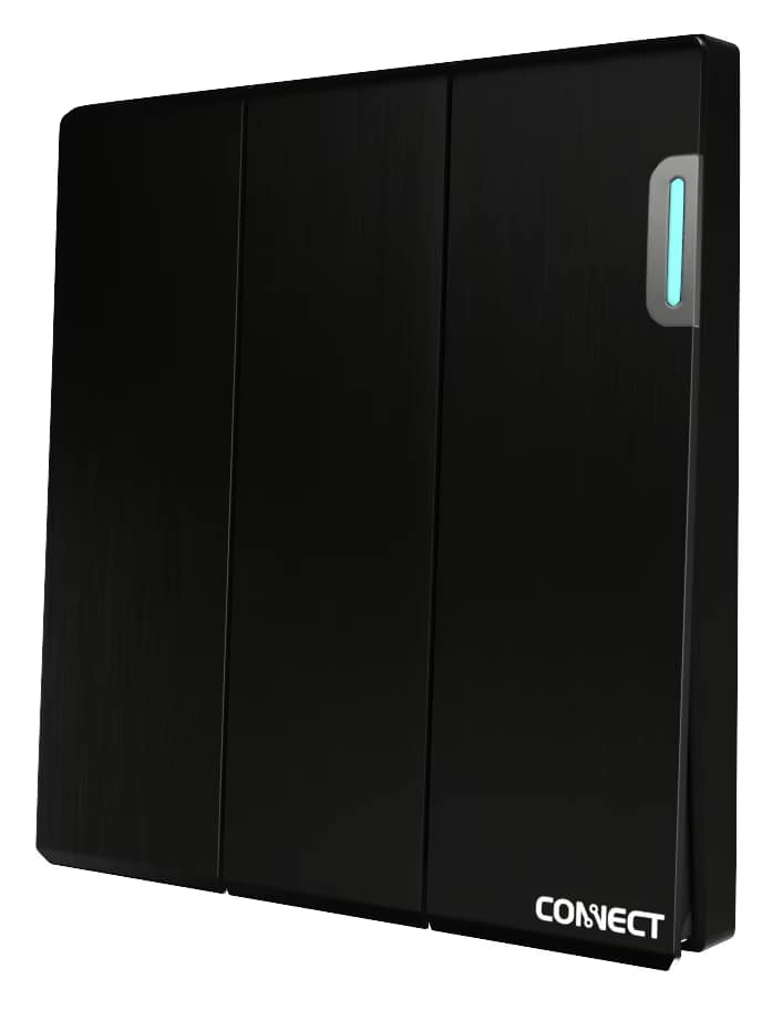 Home 3 Gang 1 Way Switch-Ultimate Black-Connect