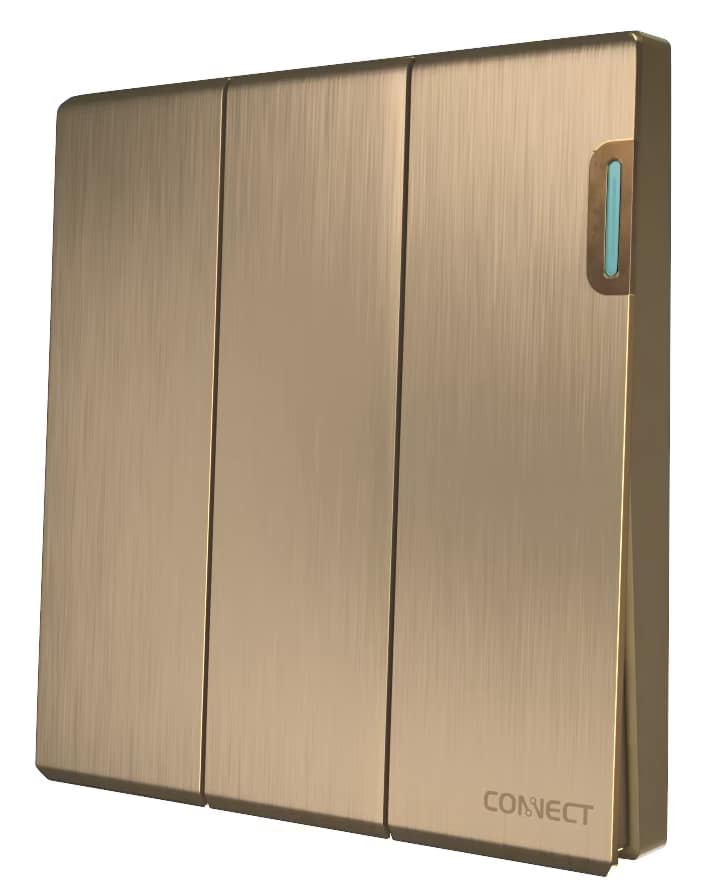 Home 3 Gang 1 Way Switch-Premium Gold-Connect