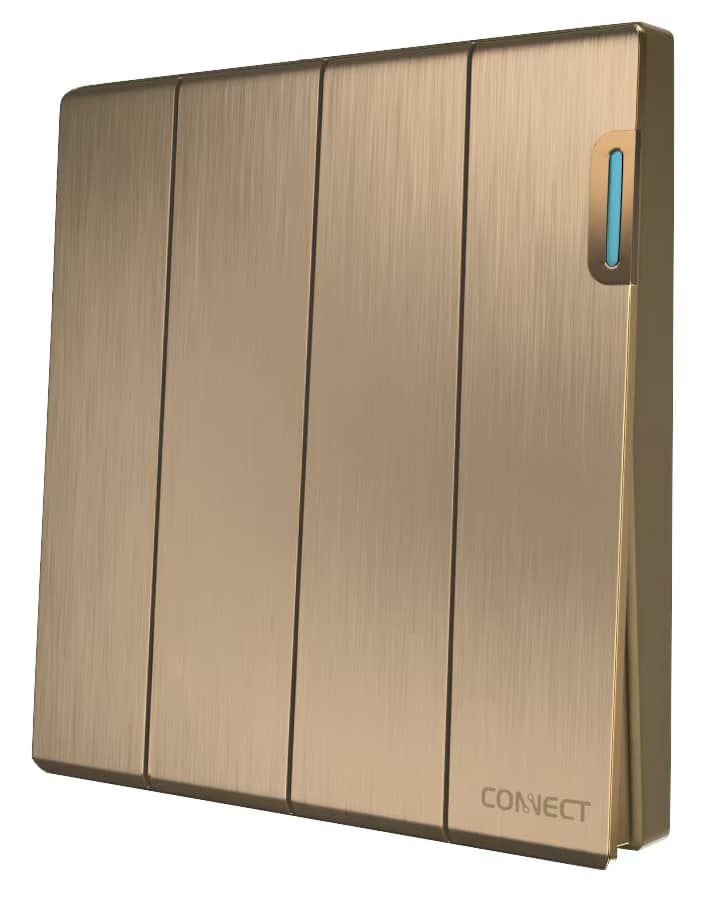 Home 4 Gang 1 Way Switch-Premium Gold-Connect