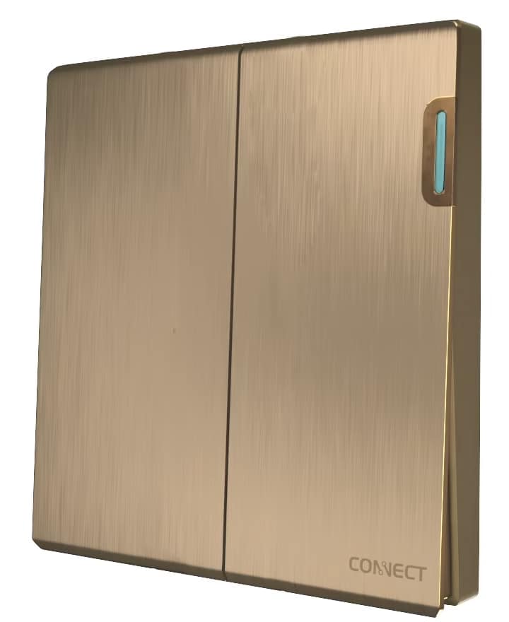 Home 2 Gang 1 Way Switch-Premium Gold-Connect
