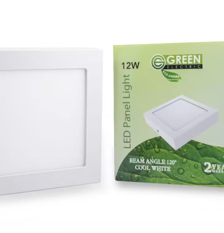 Home LED ECO Panel Light 12W Cool White (6500K) Surface Square-Green Plastic Frame