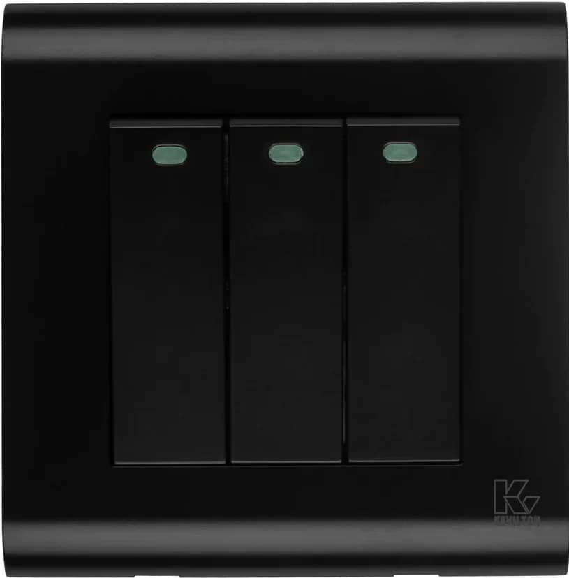 Home 3 Gang 1 Way Switch-Modular Series-Jet Black-Kevilton