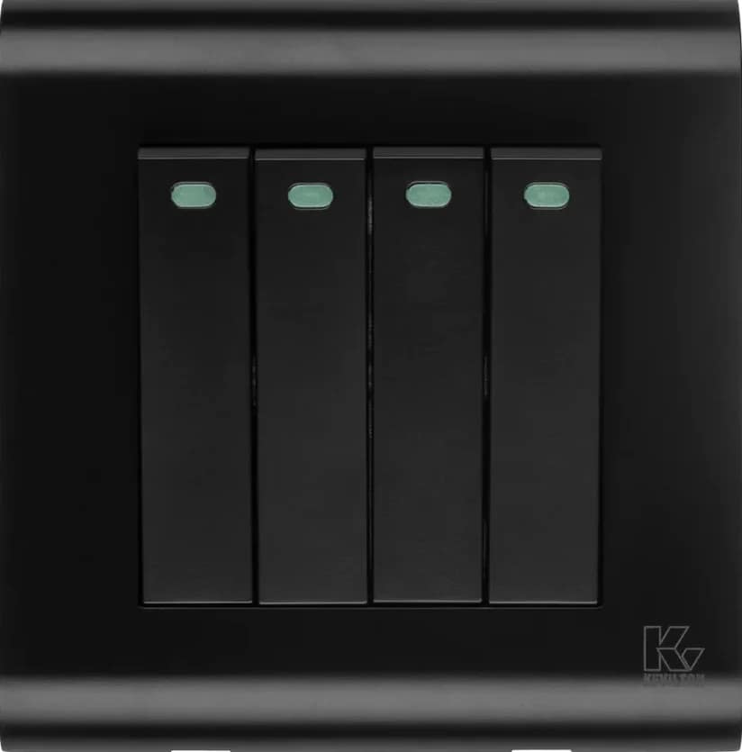 4 Gang 2 Way Switch-Modular Series-Jet Black-Kevilton