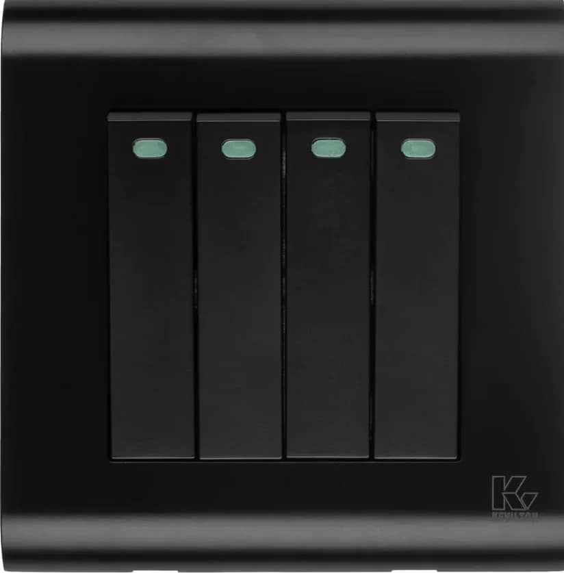 Home 4 Gang 1 Way Switch-Modular Series-Jet Black-Kevilton