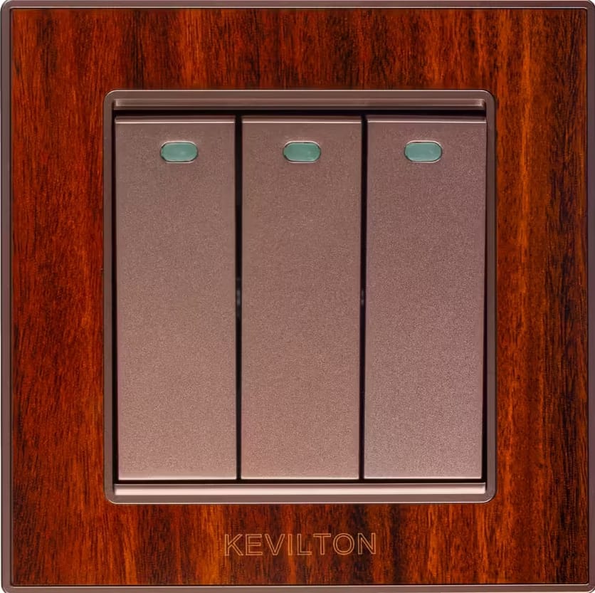 Home 3 Gang 1 Way Switch-Nature Series-Mahogany-Kevilton