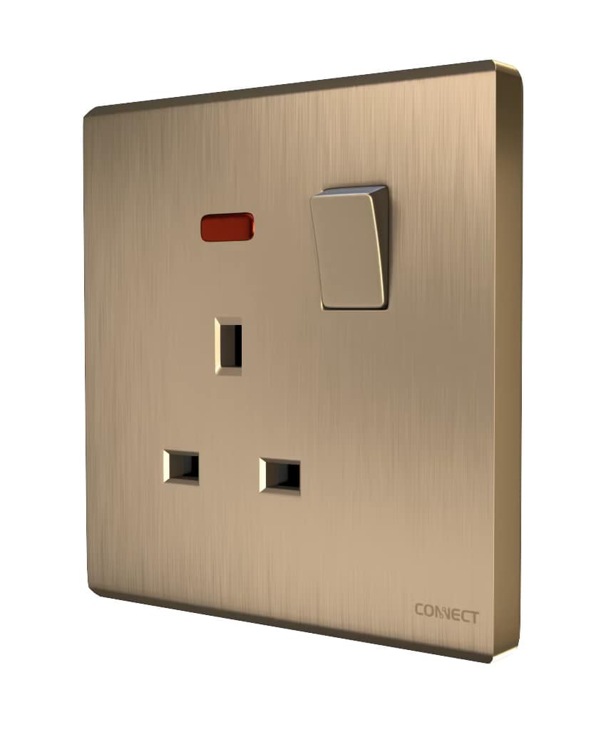 13A Switched Socket-With Neon-Premium Gold-Connect