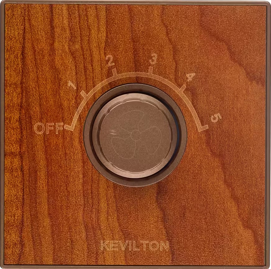 5 Steps Hum Free Fan Controller-Nature Series-Teak-Kevilton