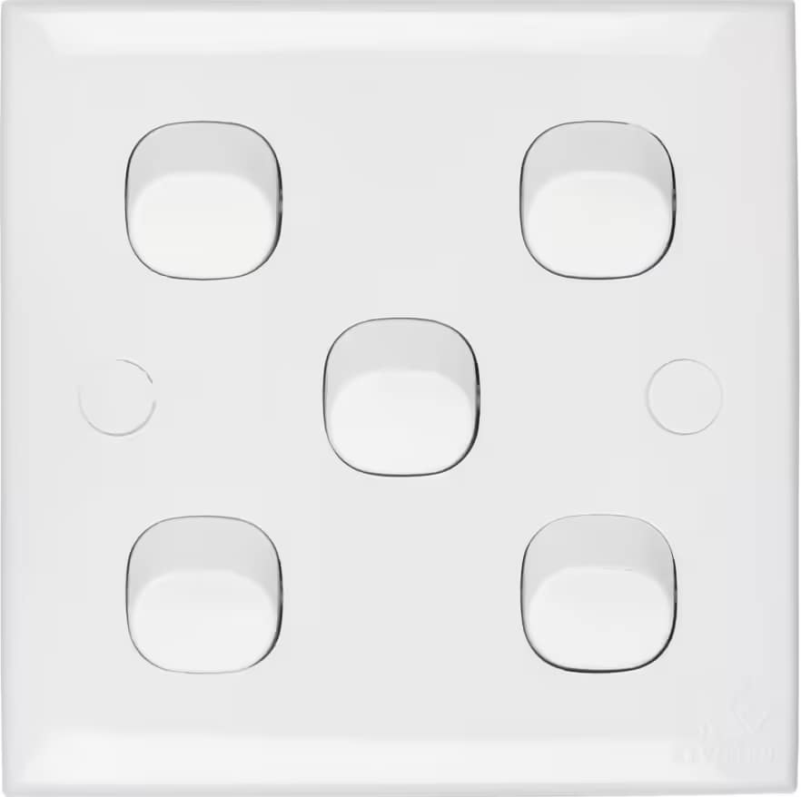 5 Gang 1 Way Switch-White Series-Kevilton