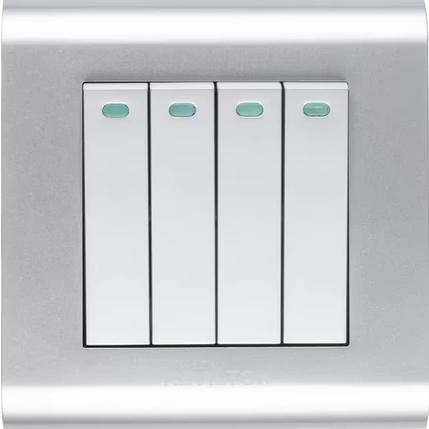 Home 4 Gang 1 Way Switch-Modular Series-Silver-Kevilton