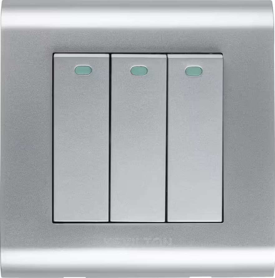 Home 3 Gang 1 Way Switch-Modular Series-Silver-Kevilton