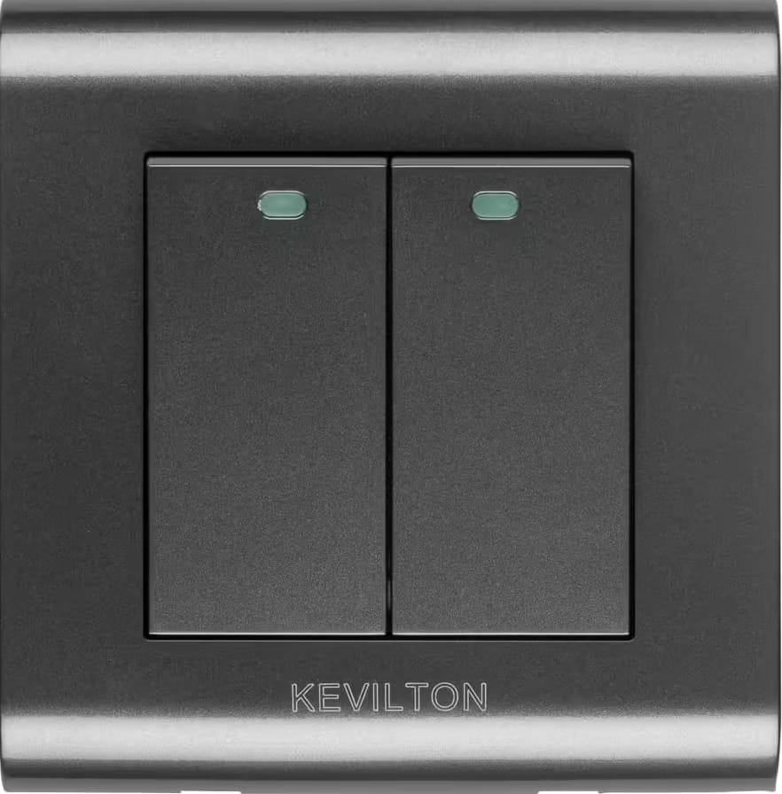 Home 2 Gang 1 Way Switch-Modular Series-Black-Kevilton
