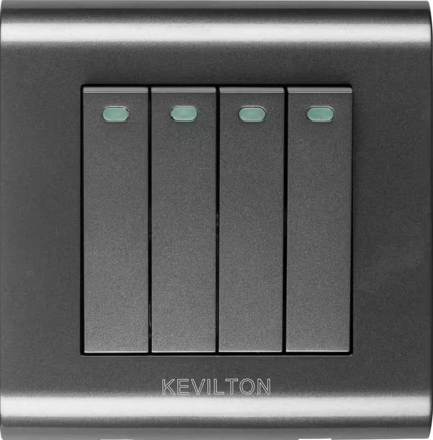 Home 4 Gang 1 Way Switch-Modular Series-Black-Kevilton