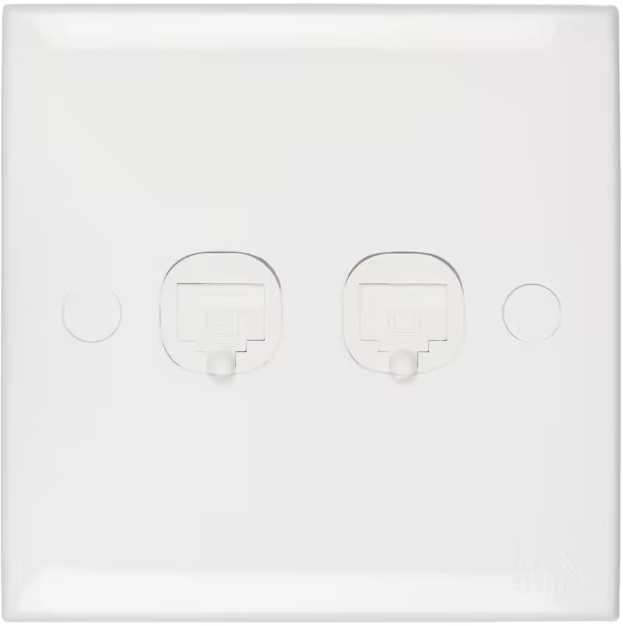 Cat 6-Data Twin Socket-With Shutter-White Series-Kevilton