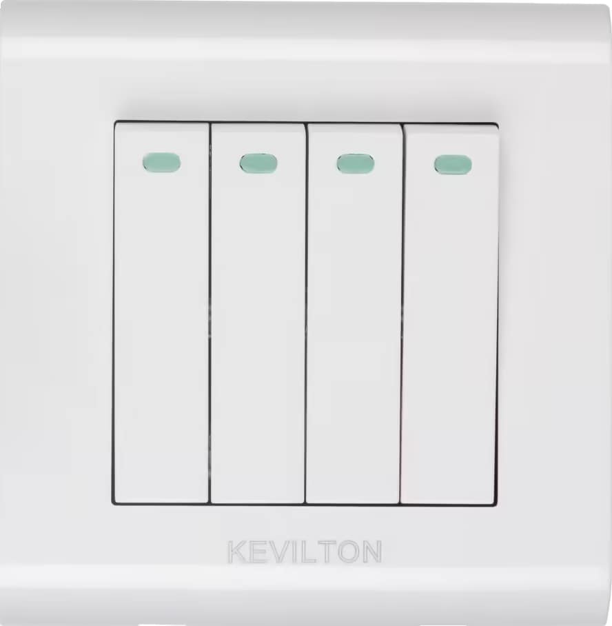 Home 4 Gang 1 Way Switch-Modular Series-White-Kevilton