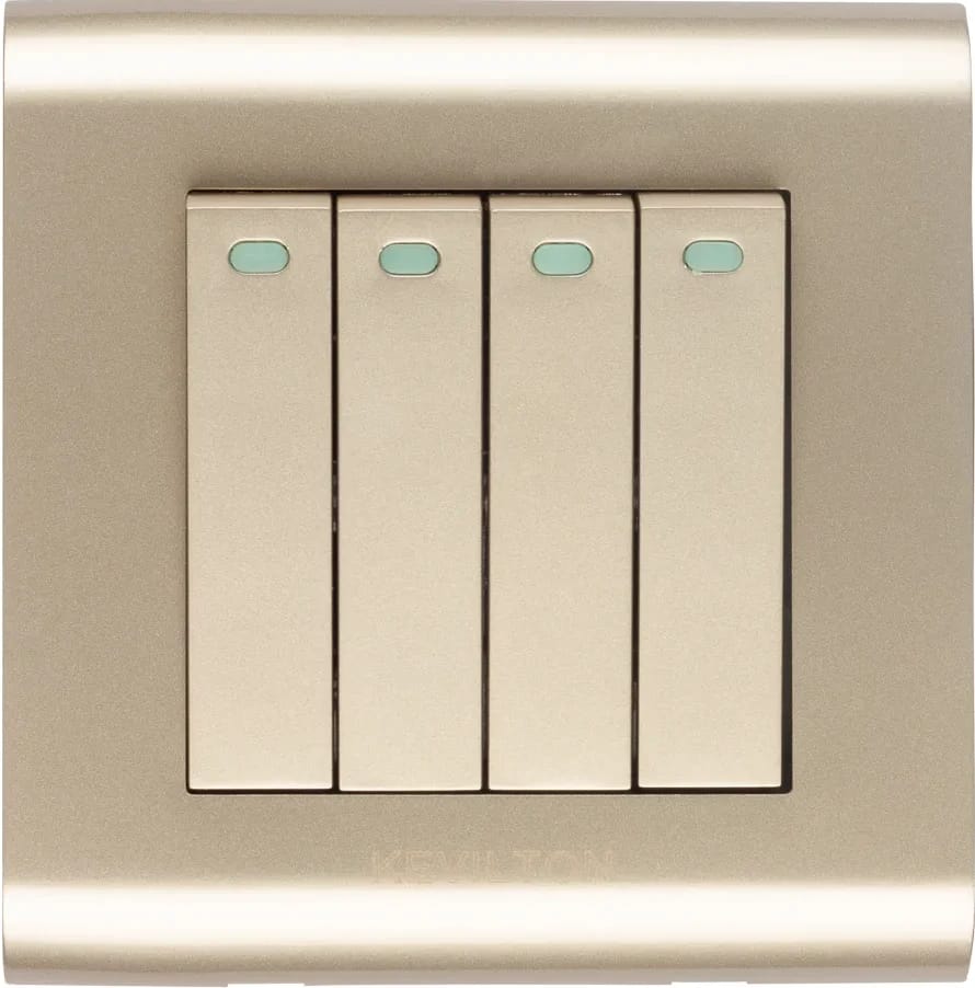 Home 4 Gang 1 Way Switch-Modular Series-Gold-Kevilton