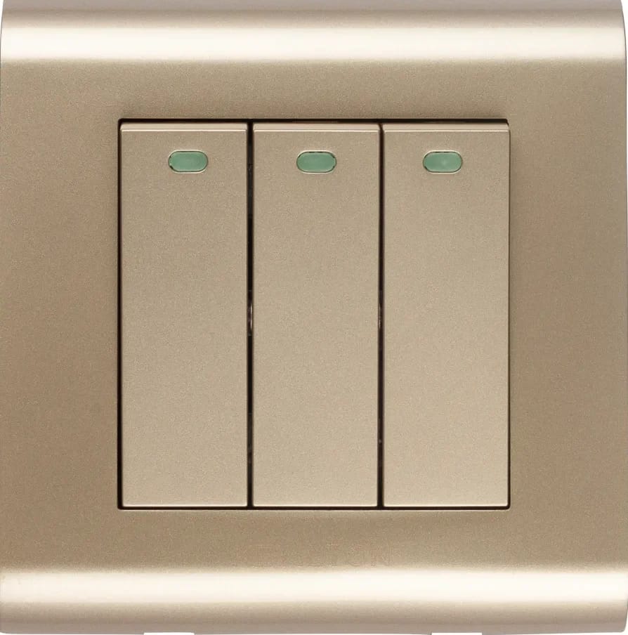 Home 3 Gang 1 Way Switch-Modular Series-Gold-Kevilton